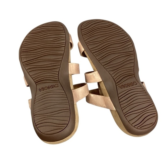 Vionic Misa Rose Gold Metallic Leather Strappy Slide Sandals Size 8 - Picture 6 of 7